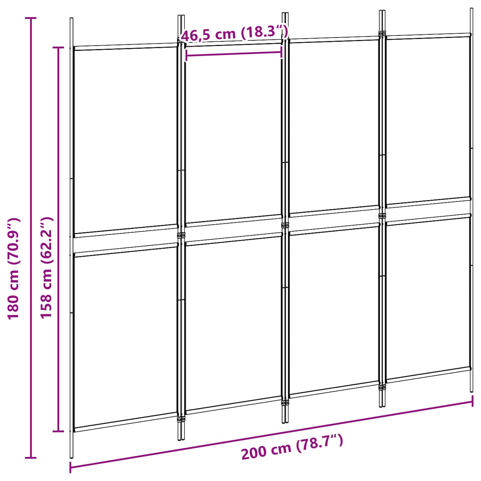 Διαχωριστικό Δωματίου 4-Πανέλων Μπεζ 200 x 180 cm Ύφασμα - Pakobazaar