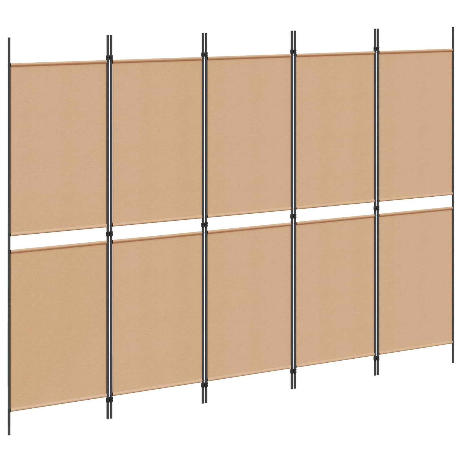 5-Panel Room Divider Μπεζ 250 x 180 cm Ύφασμα - Pakobazaar