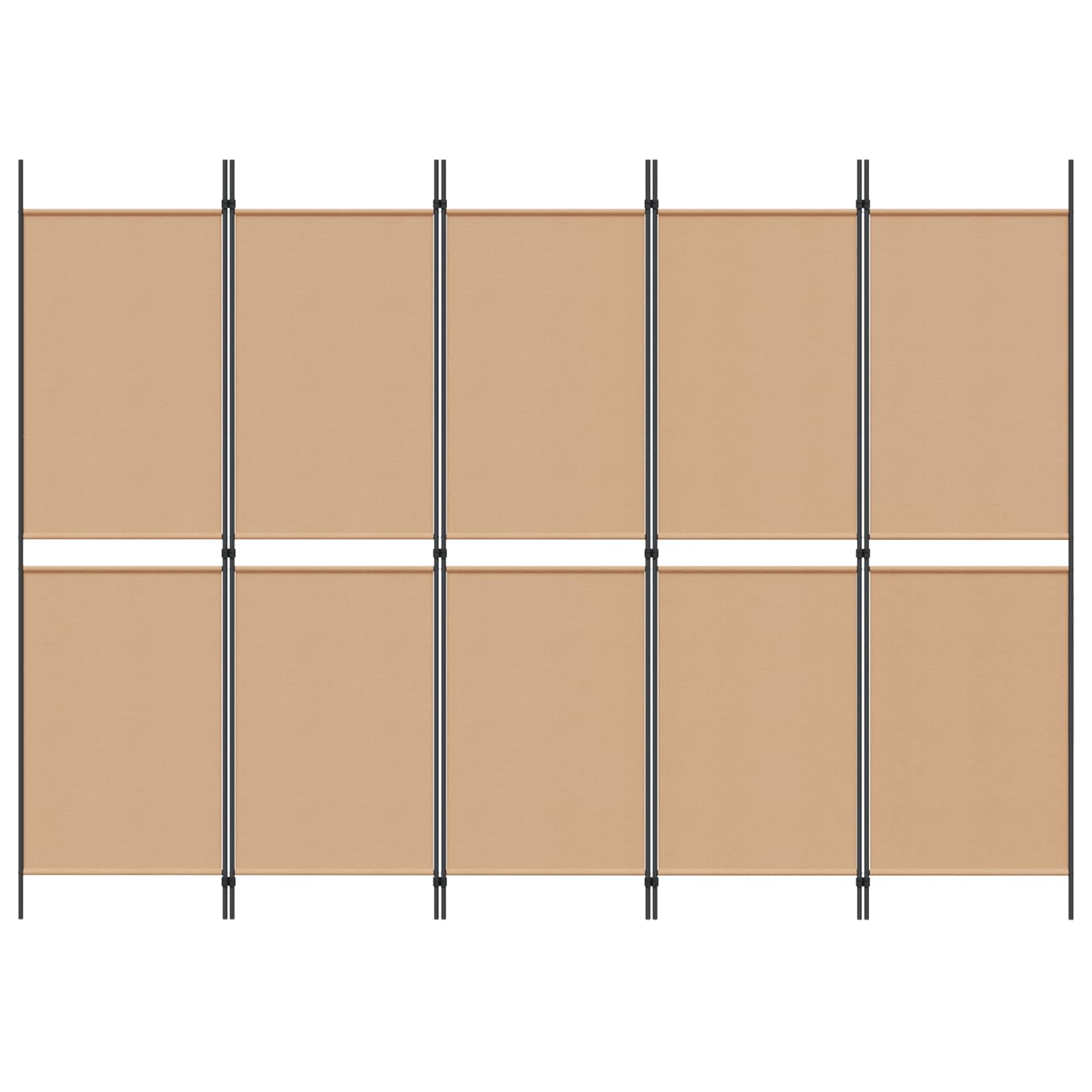 5-Panel Room Divider Μπεζ 250 x 180 cm Ύφασμα - Pakobazaar