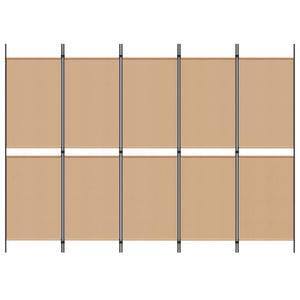 5-Panel Room Divider Μπεζ 250 x 180 cm Ύφασμα - Pakobazaar