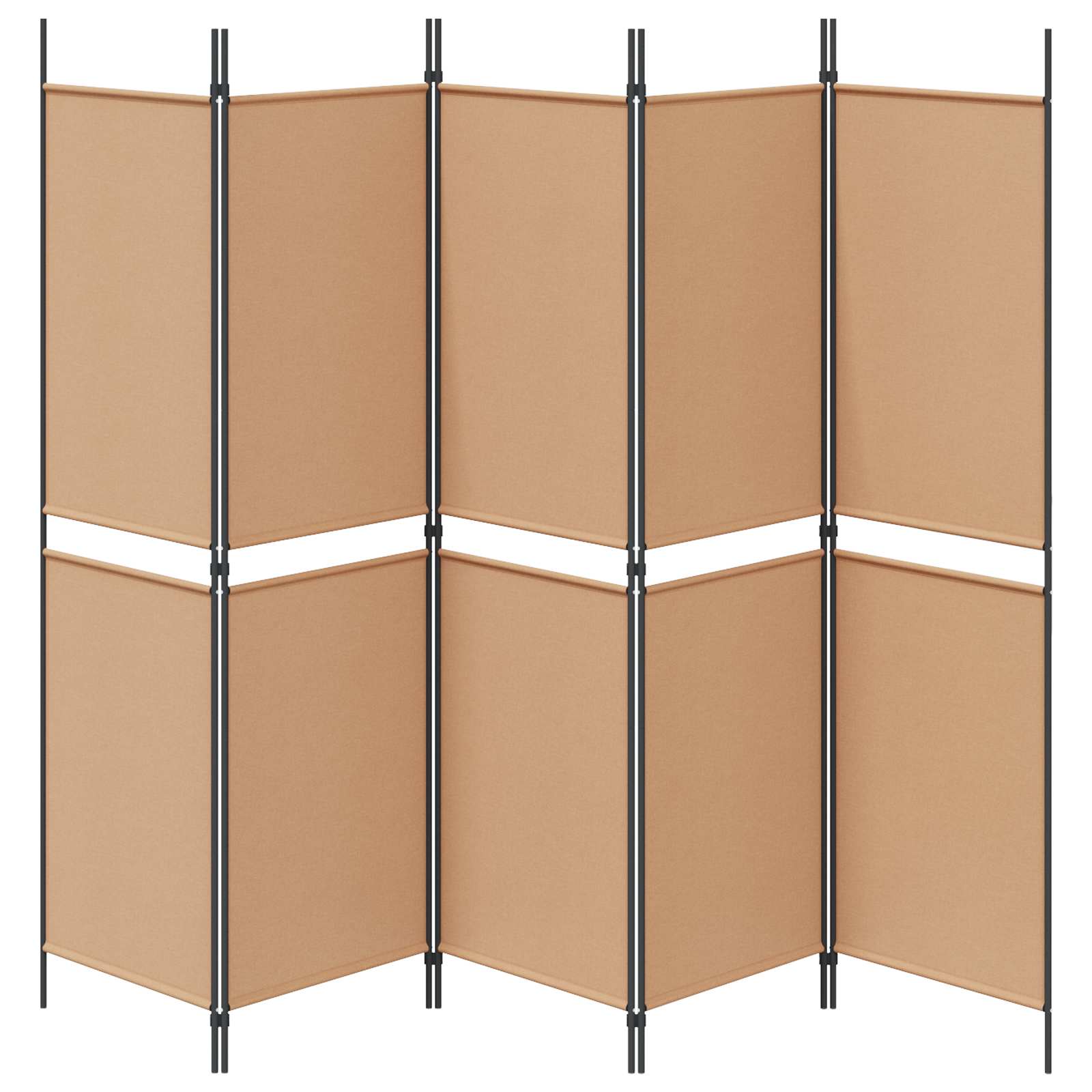 5-Panel Room Divider Μπεζ 250 x 180 cm Ύφασμα - Pakobazaar