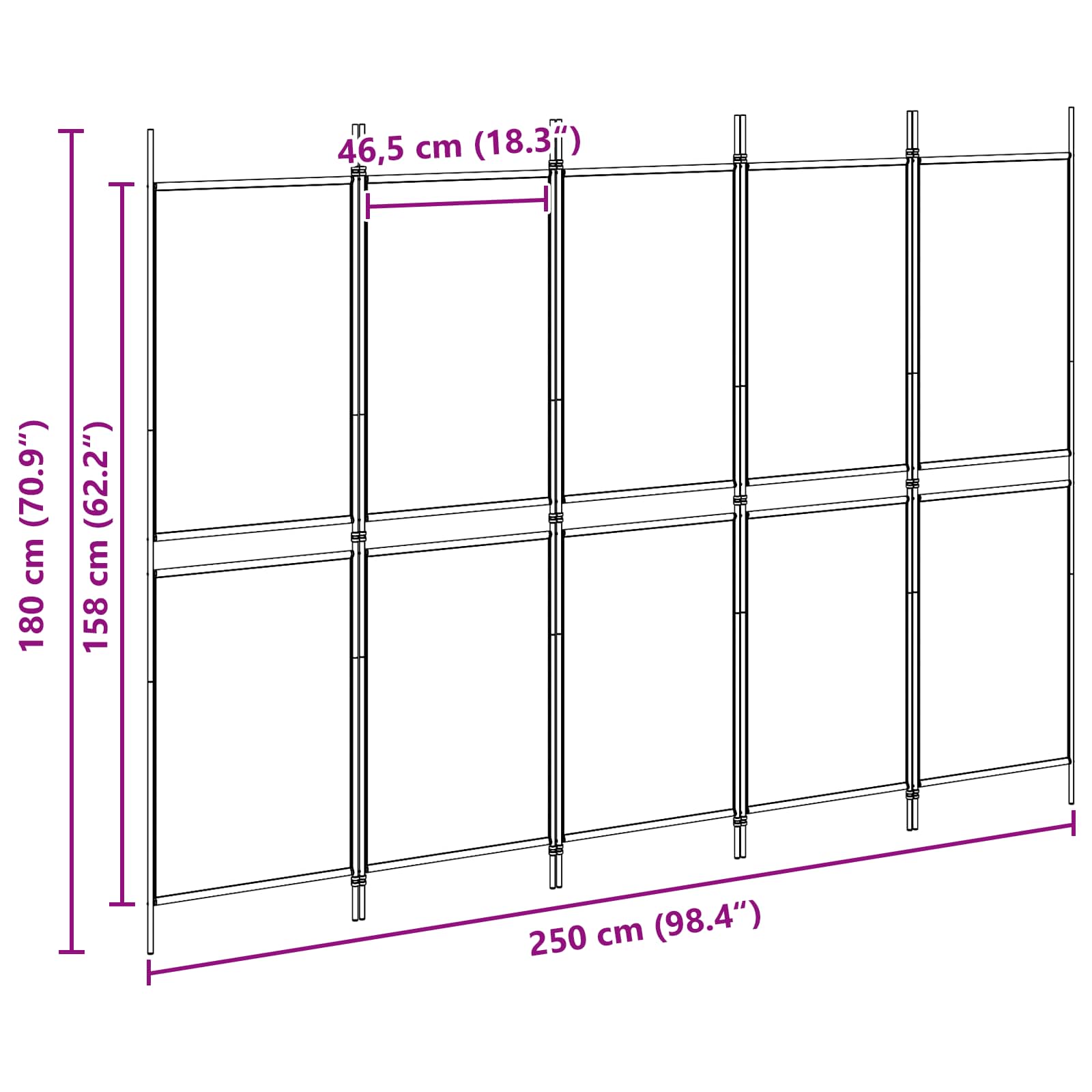 5-Panel Room Divider Μπεζ 250 x 180 cm Ύφασμα - Pakobazaar