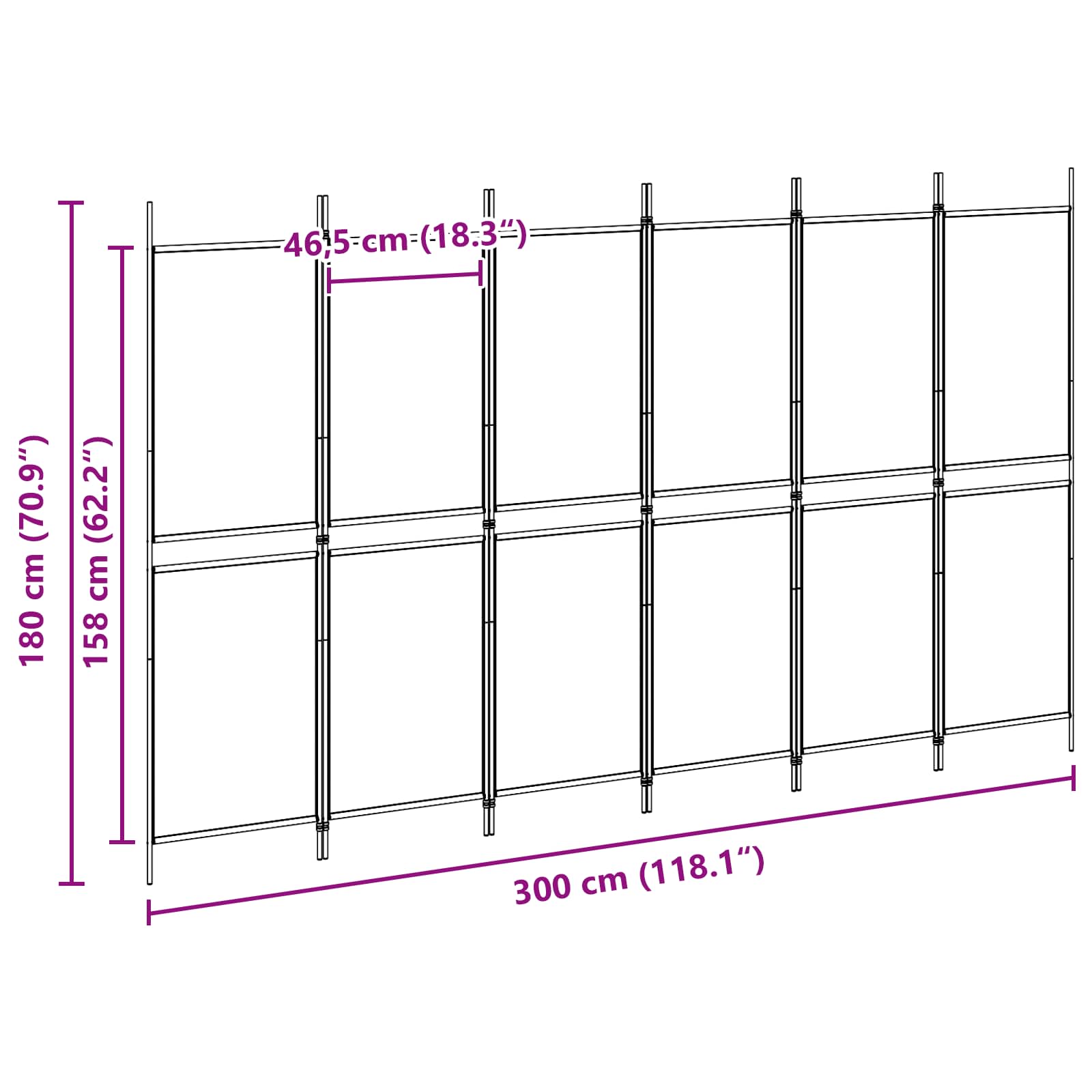 Διαχωριστικό Δωματίου 6-Πάνελ Μπεζ 300 x 180 cm Ύφασμα - Pakobazaar