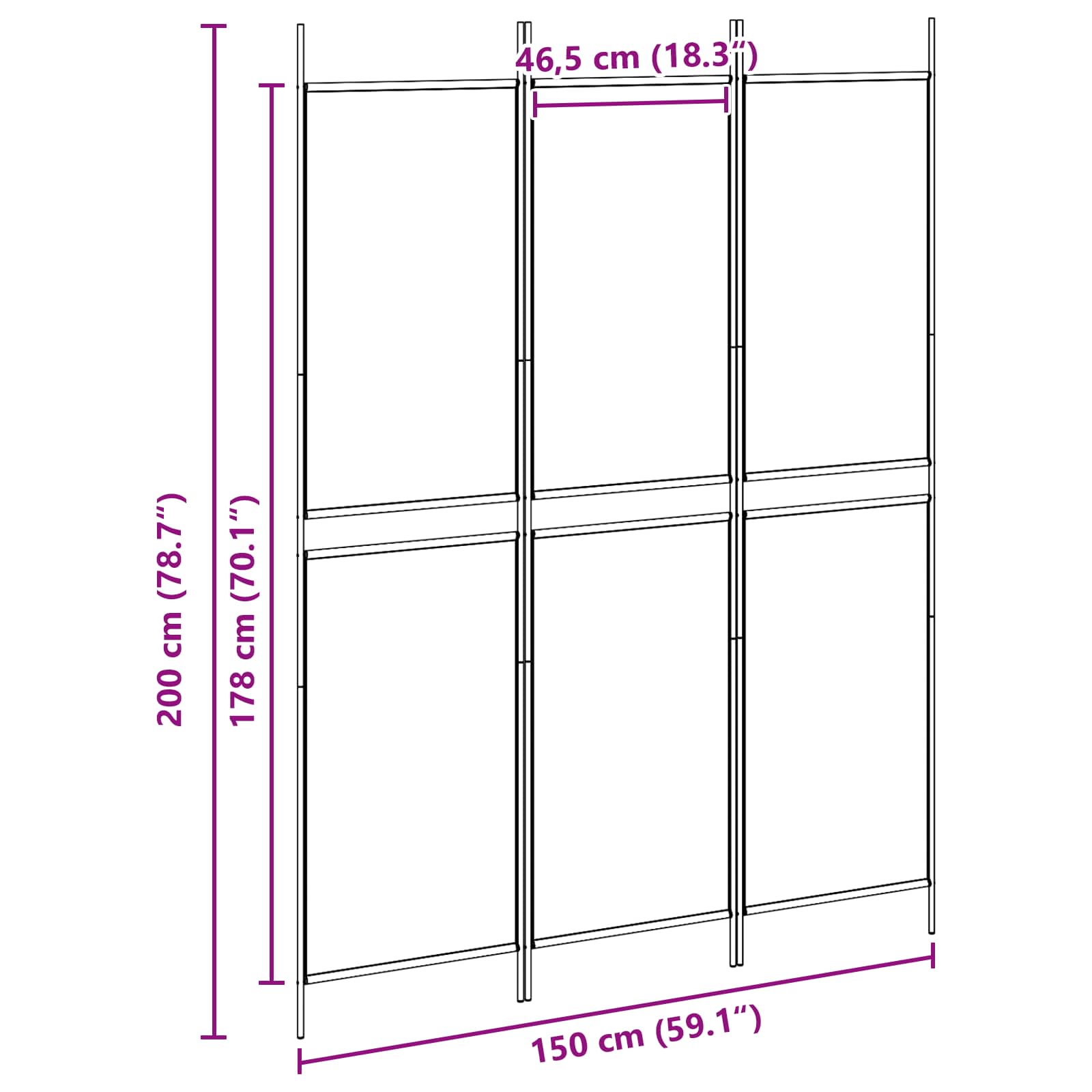 3-Panel Room Divider Μπεζ 150 x 200 cm Ύφασμα - Pakobazaar