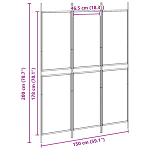 3-Panel Room Divider Μπεζ 150 x 200 cm Ύφασμα - Pakobazaar
