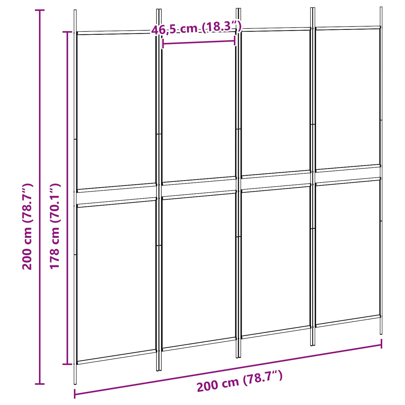 4-Πίνακας Διαχωριστικός Μπεζ 200 x 200 cm Ύφασμα - Pakobazaar