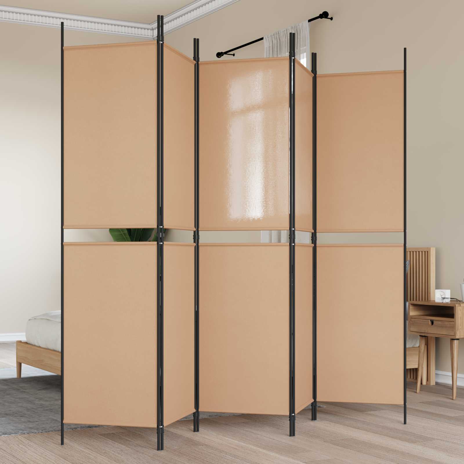 5-Panel Διχτυοθήκη Μπεζ 250 x 200 cm Ύφασμα - Pakobazaar