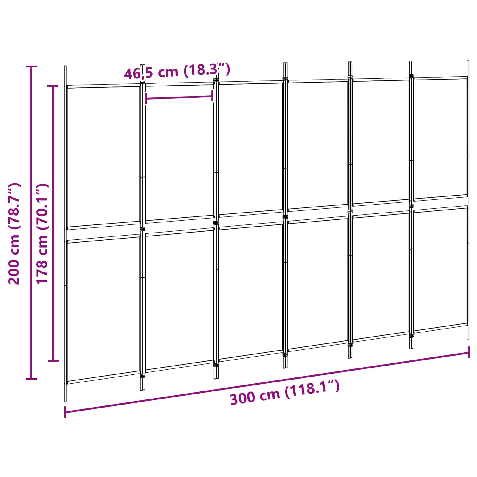 Διαχωριστικό Δωματίου 6-Πάνελ Μπεζ 300 x 200 cm Ύφασμα - Pakobazaar