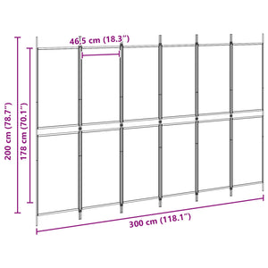 Διαχωριστικό Δωματίου 6-Πάνελ Μπεζ 300 x 200 cm Ύφασμα - Pakobazaar