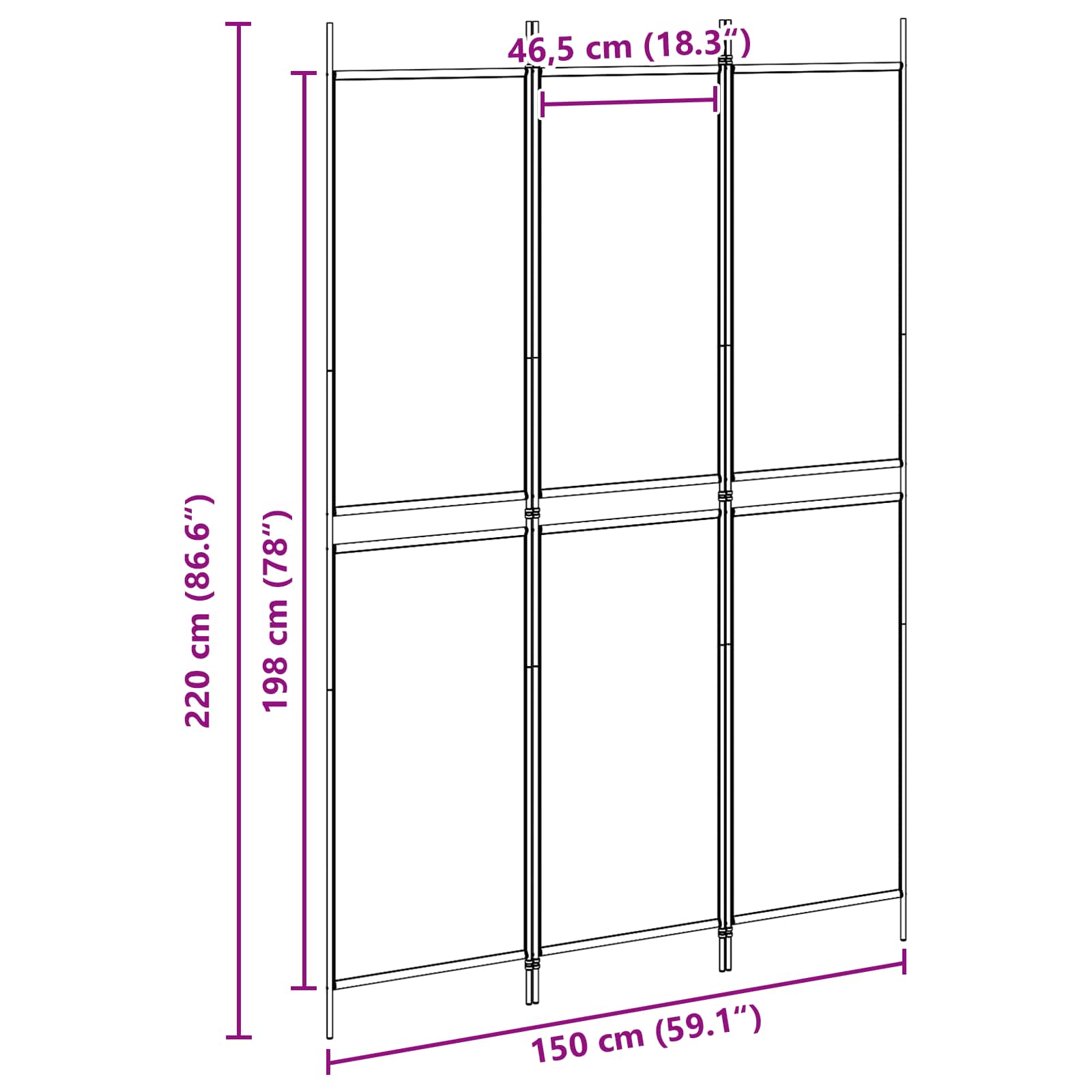 3-Panel Room Divider Μπεζ 150 x 220 cm Ύφασμα - Pakobazaar