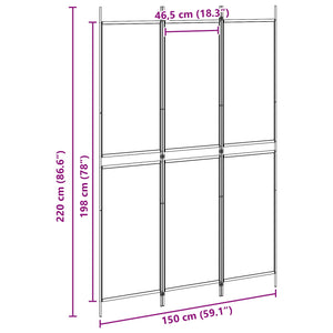 3-Panel Room Divider Μπεζ 150 x 220 cm Ύφασμα - Pakobazaar