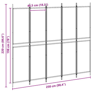 5-Panel Διχοτόμος Μπεζ 250 x 220 cm Ύφασμα - Pakobazaar