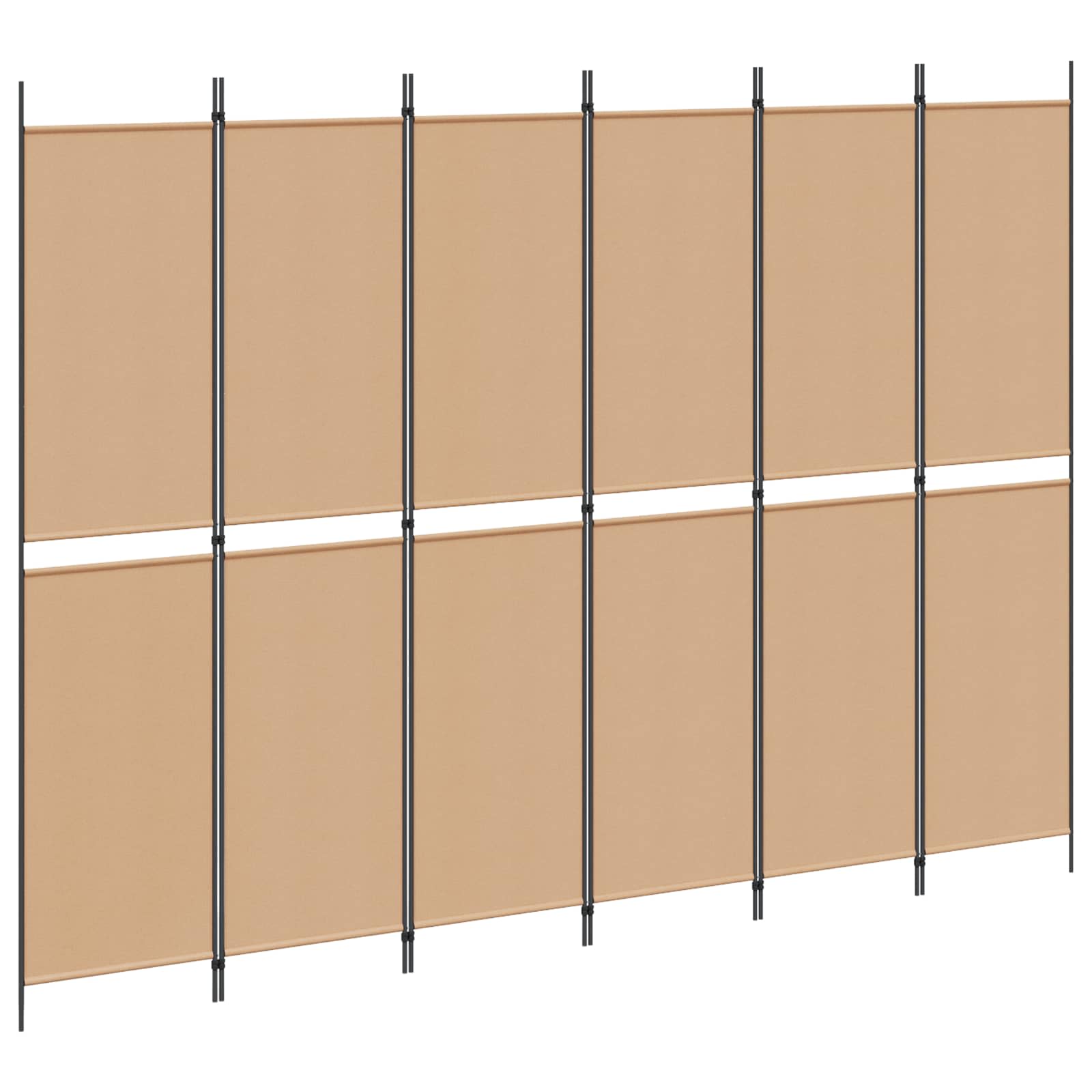 Διαχωριστικό Δωματίου 6-Πάνελ Μπεζ 300 x 220 cm Ύφασμα - Pakobazaar
