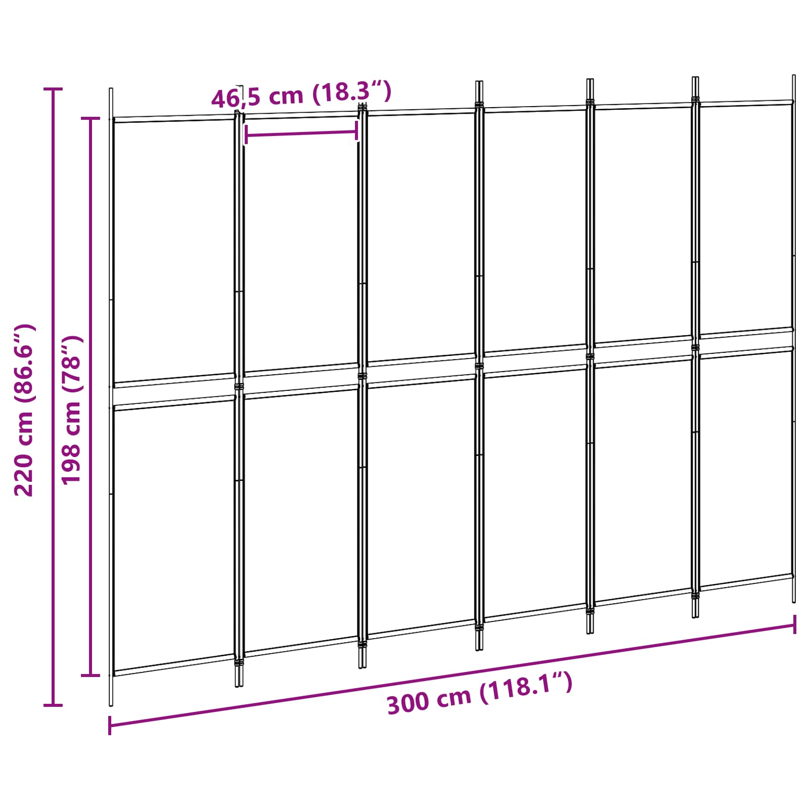 Διαχωριστικό Δωματίου 6-Πάνελ Μπεζ 300 x 220 cm Ύφασμα - Pakobazaar