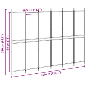 Διαχωριστικό Δωματίου 6-Πάνελ Μπεζ 300 x 220 cm Ύφασμα - Pakobazaar