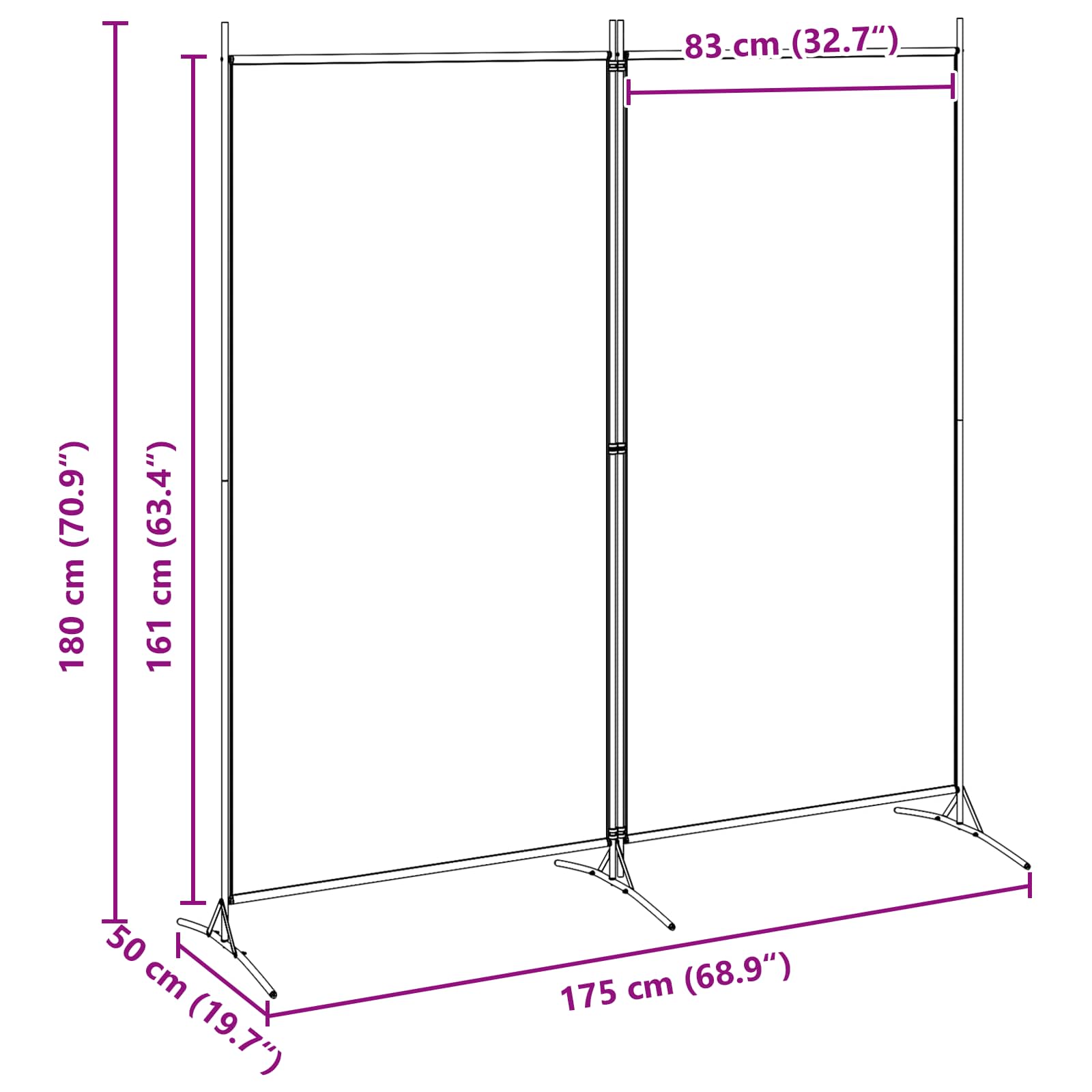 Δίαυλος Δωματίου 2 Πάνελ Μπεζ 175 x 180 cm Ύφασμα - Pakobazaar