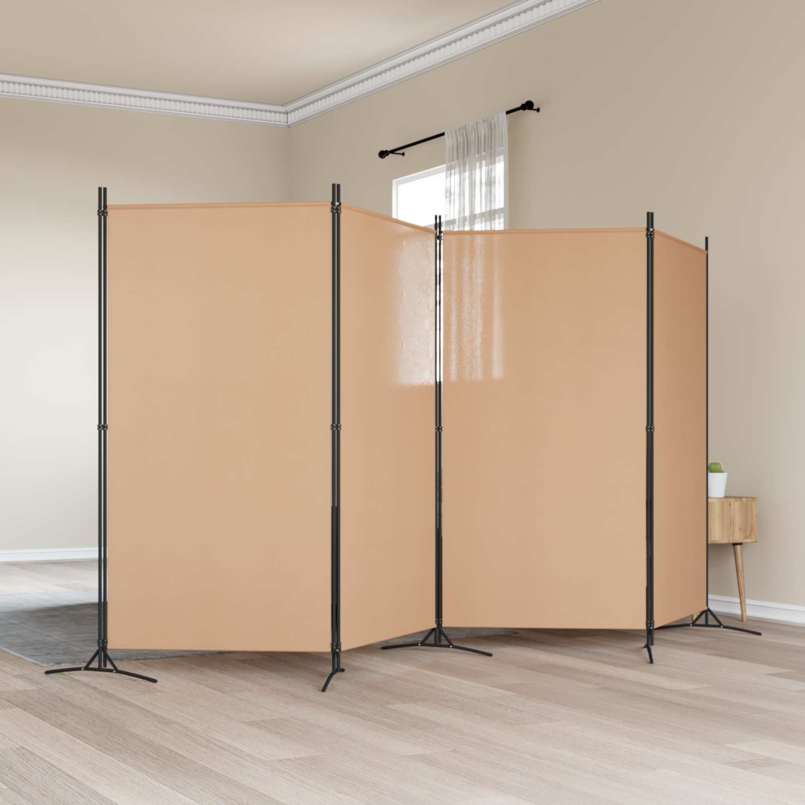 4-Πίνακας Διαχωριστικός Μπεζ 346 x 180 cm Ύφασμα - Pakobazaar