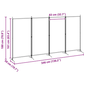 4-Πίνακας Διαχωριστικός Μπεζ 346 x 180 cm Ύφασμα - Pakobazaar