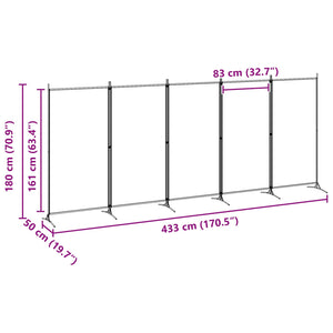 5-Panel Διχοτόμος Μπεζ 433 x 180 cm Ύφασμα - Pakobazaar