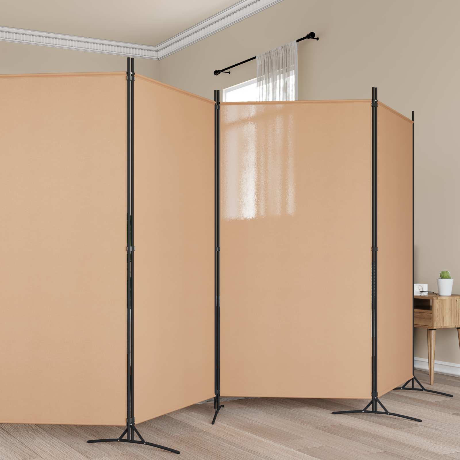 Διαχωριστικό Δωματίου 6-Πάνελ Μπεζ 520 x 180 cm Ύφασμα - Pakobazaar