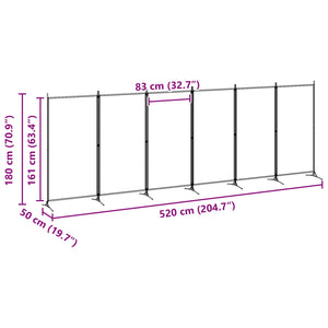 Διαχωριστικό Δωματίου 6-Πάνελ Μπεζ 520 x 180 cm Ύφασμα - Pakobazaar