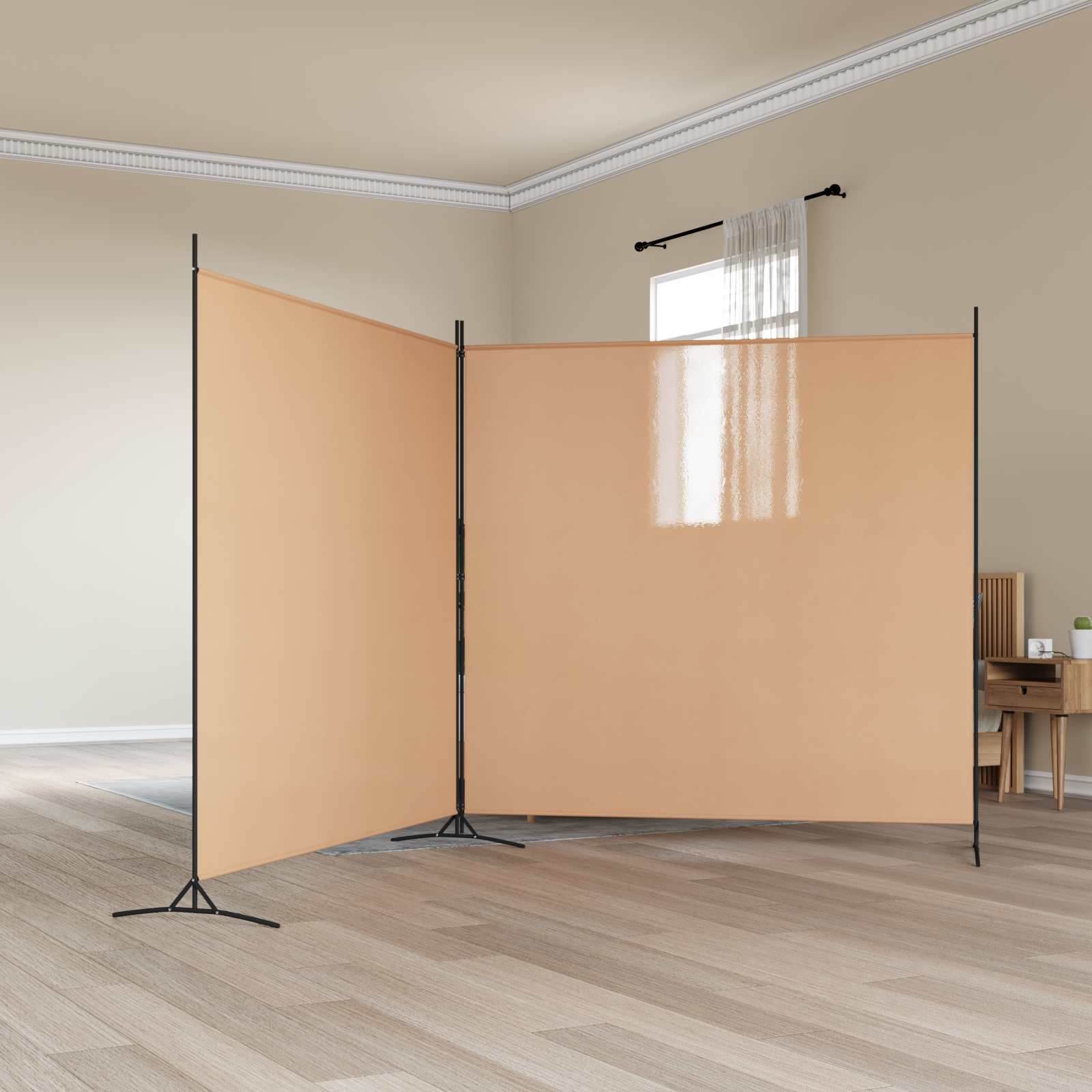 Δίαυλος Δωματίου 2 Πάνελ Μπεζ 348 x 180 cm Ύφασμα - Pakobazaar