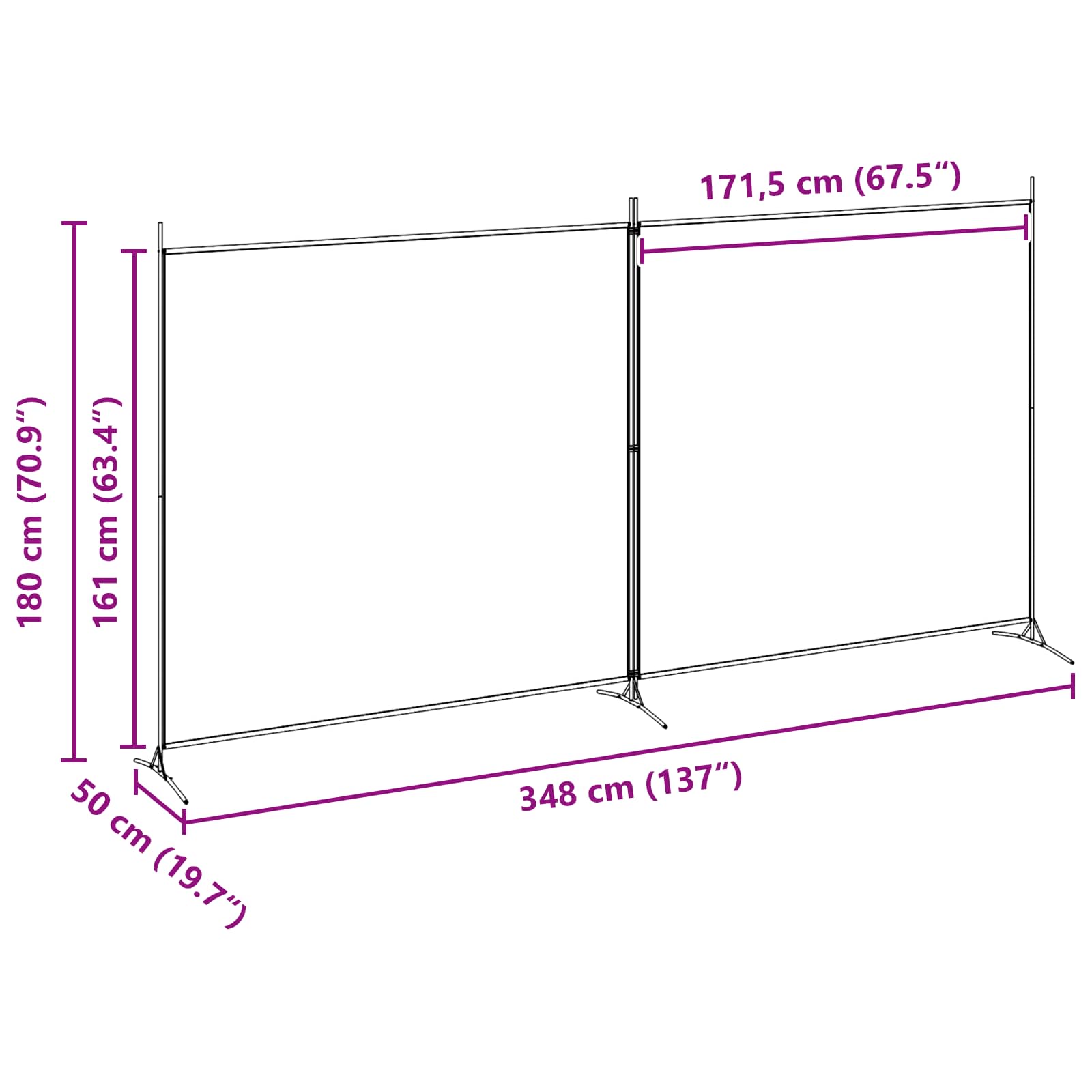 Δίαυλος Δωματίου 2 Πάνελ Μπεζ 348 x 180 cm Ύφασμα - Pakobazaar