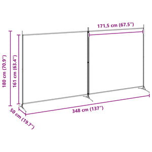 Δίαυλος Δωματίου 2 Πάνελ Μπεζ 348 x 180 cm Ύφασμα - Pakobazaar