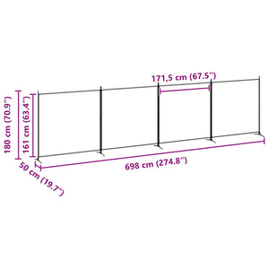 4-Πίνακας Διαχωριστικός Μπεζ 698 x 180 cm Ύφασμα - Pakobazaar