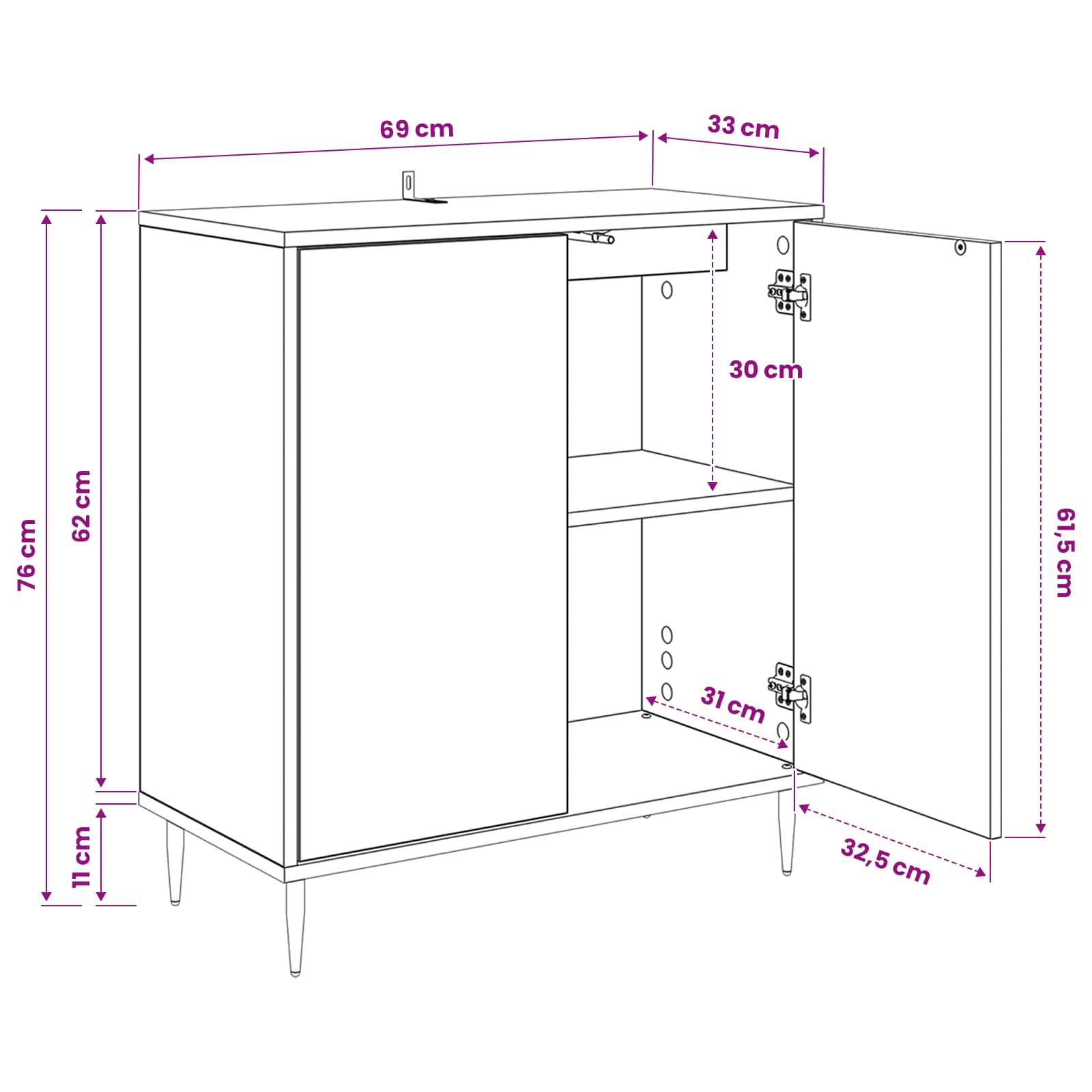Πλαϊνό γραφείο DOKKUM Μαύρη Δρυς 69 x 33 x 76 εκ. - Pakobazaar
