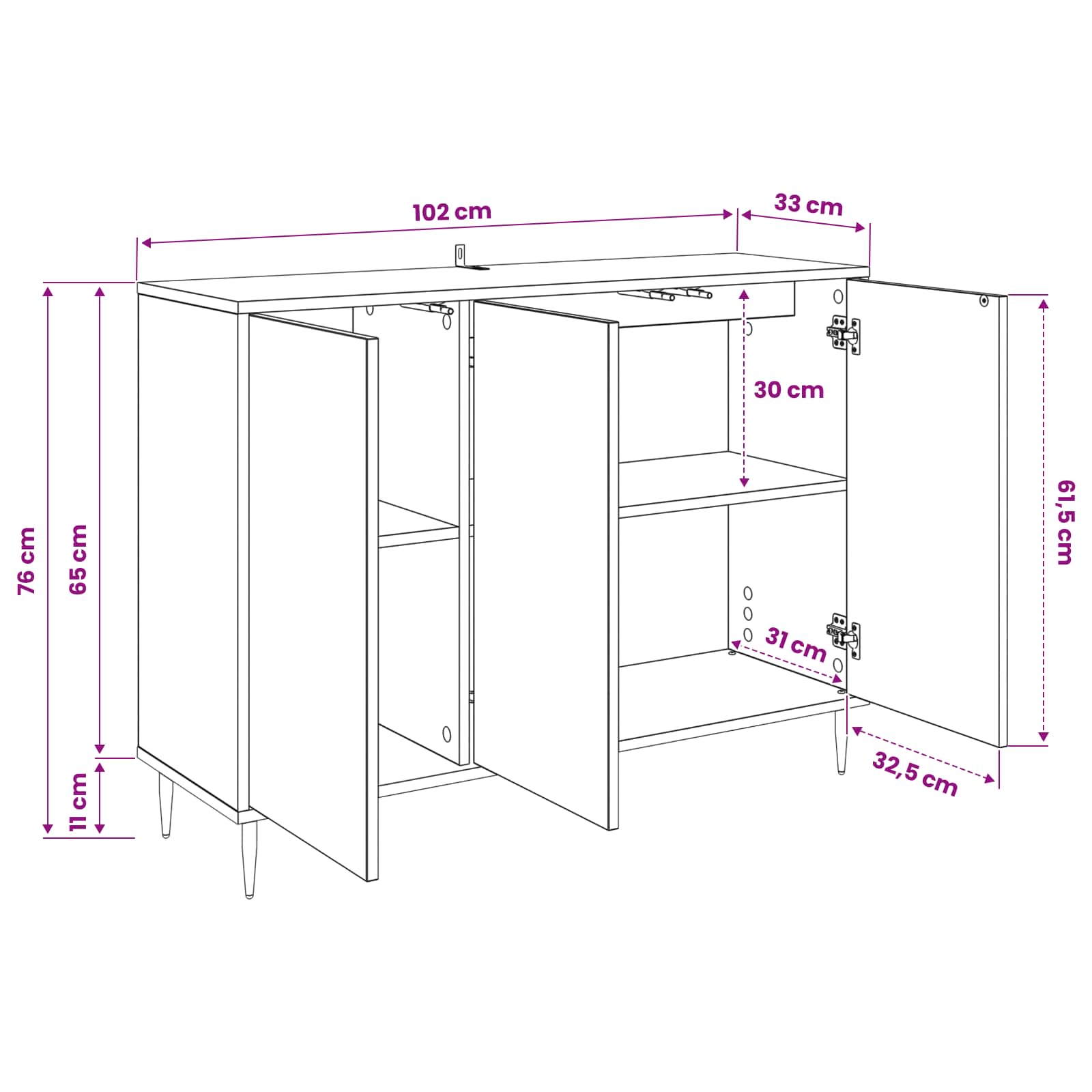 Πλαϊνό γραφείο OMMEN Sonoma 102 x 33 x 75 εκ. - Pakobazaar
