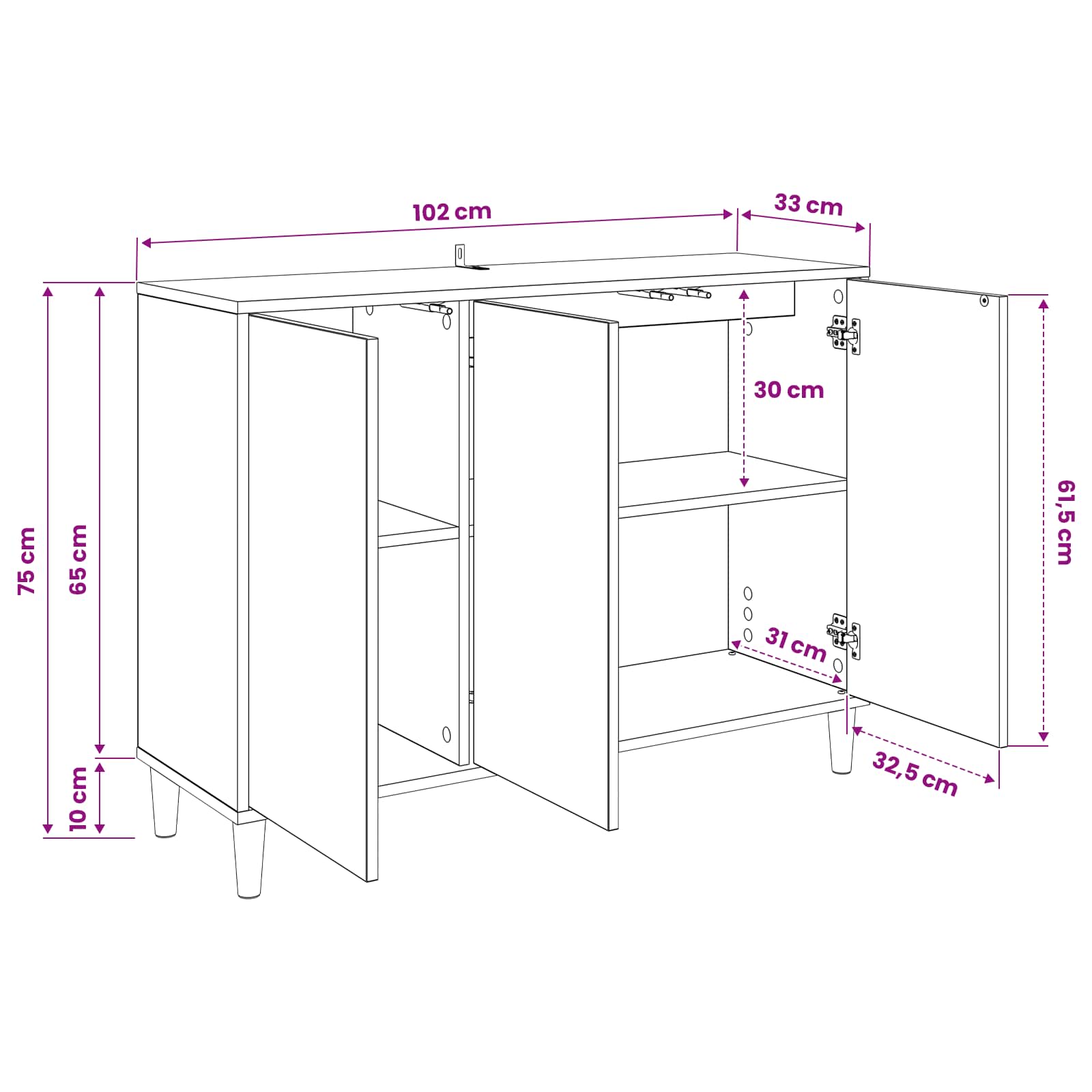 Πλαϊνό γραφείο BONN Sonoma 102 x 33 x 75 εκ. Επεξεργασμένο Ξύλο - Pakobazaar
