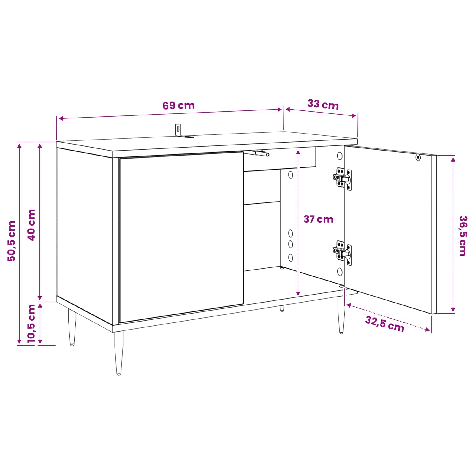 Ντουλάπι TV ZAANDAM 69 x 33 x 50,5 εκ. Μαύρη Δρυς - Pakobazaar