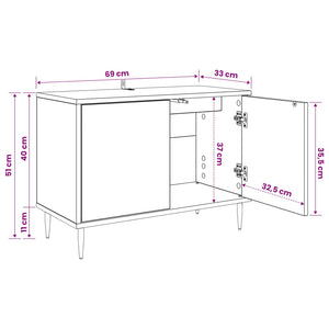 Ντουλάπι TV AACHEN 69 x 33 x 50,5 εκ. Μαύρη Δρυς