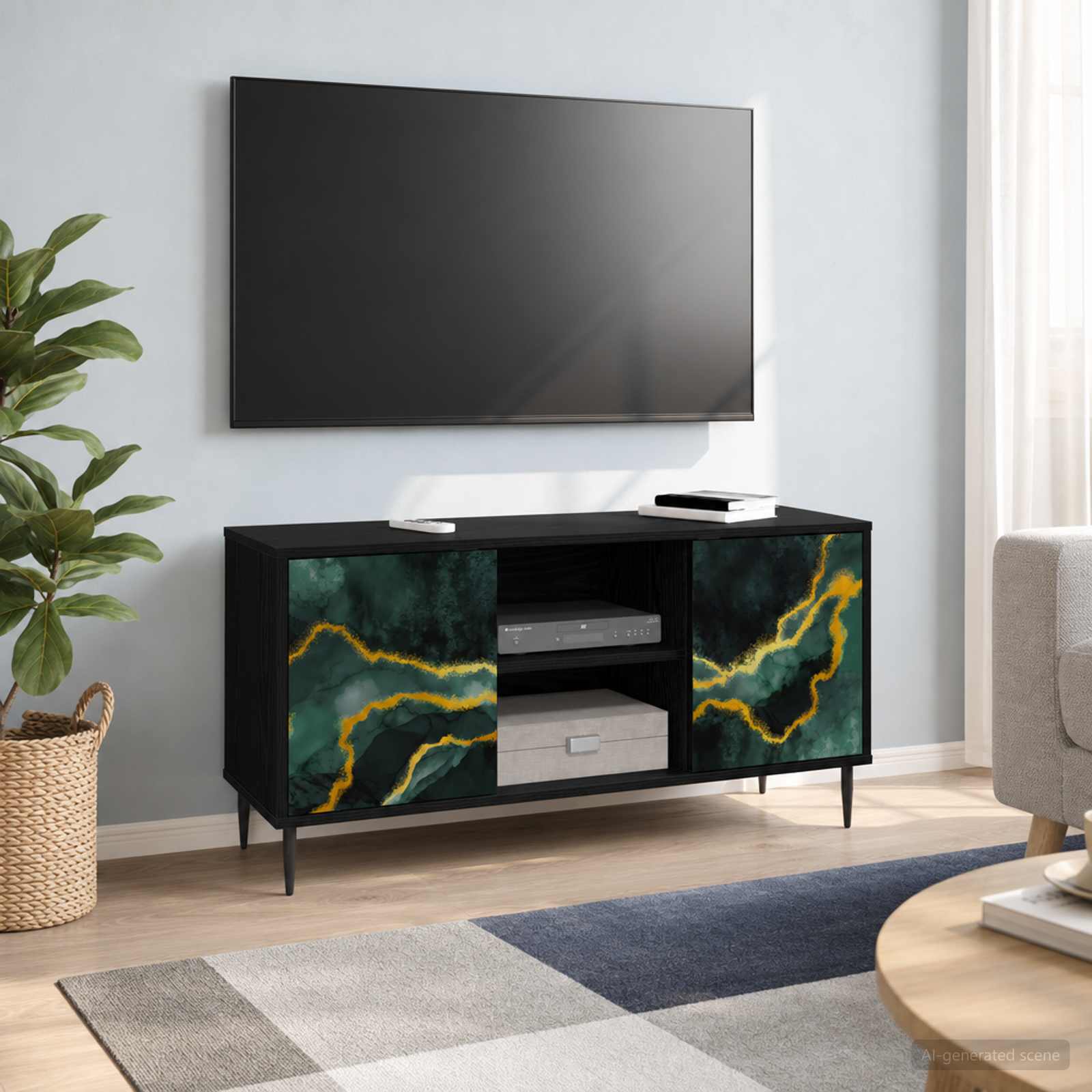 Ντουλάπι TV WIJHE 102 x 33 x 51 εκ Μαύρη Δρυς