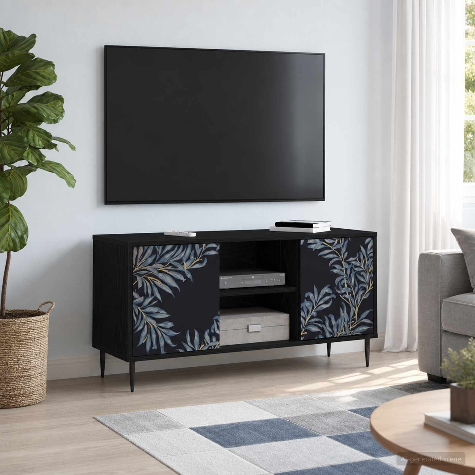 Ντουλάπι TV DOKKUM 102 x 33 x 51 εκ Μαύρη Δρυς