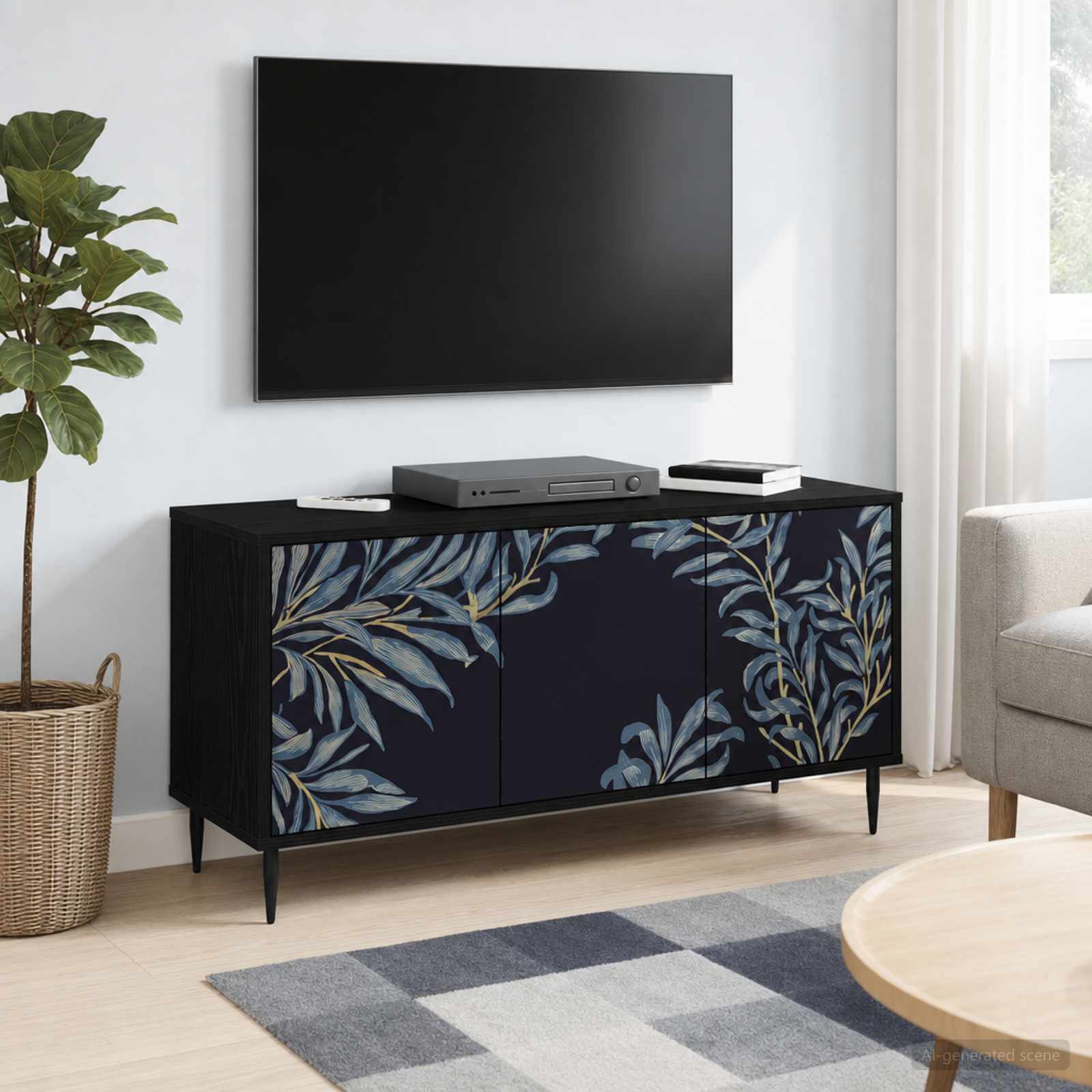 Ντουλάπι TV DOKKUM 102 x 33 x 51 εκ Μαύρη Δρυς - Pakobazaar