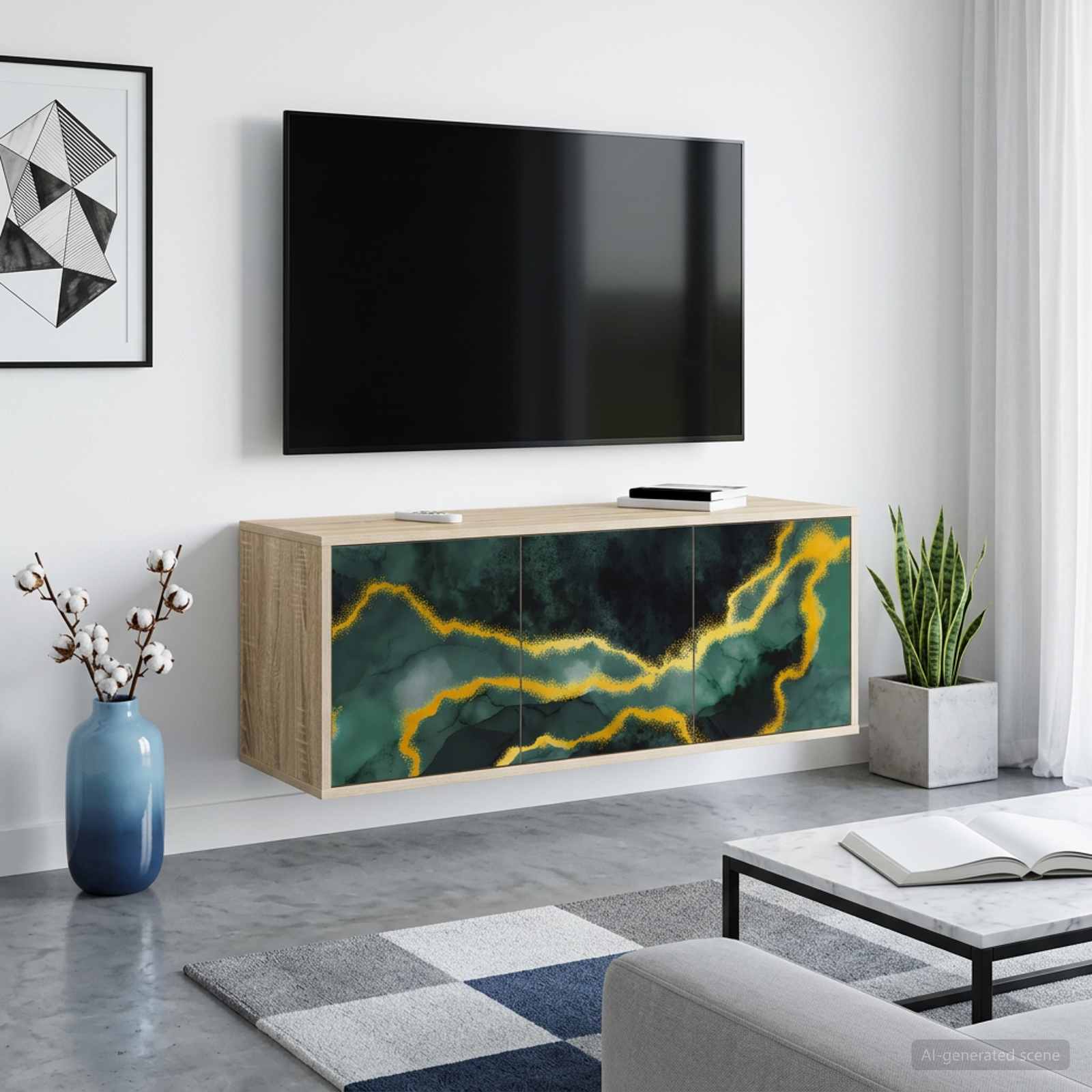 Κρεμαστός θρανίο τηλεόρασης WIJHE 102 x 33 x 40 εκ. Sonoma Δρυς