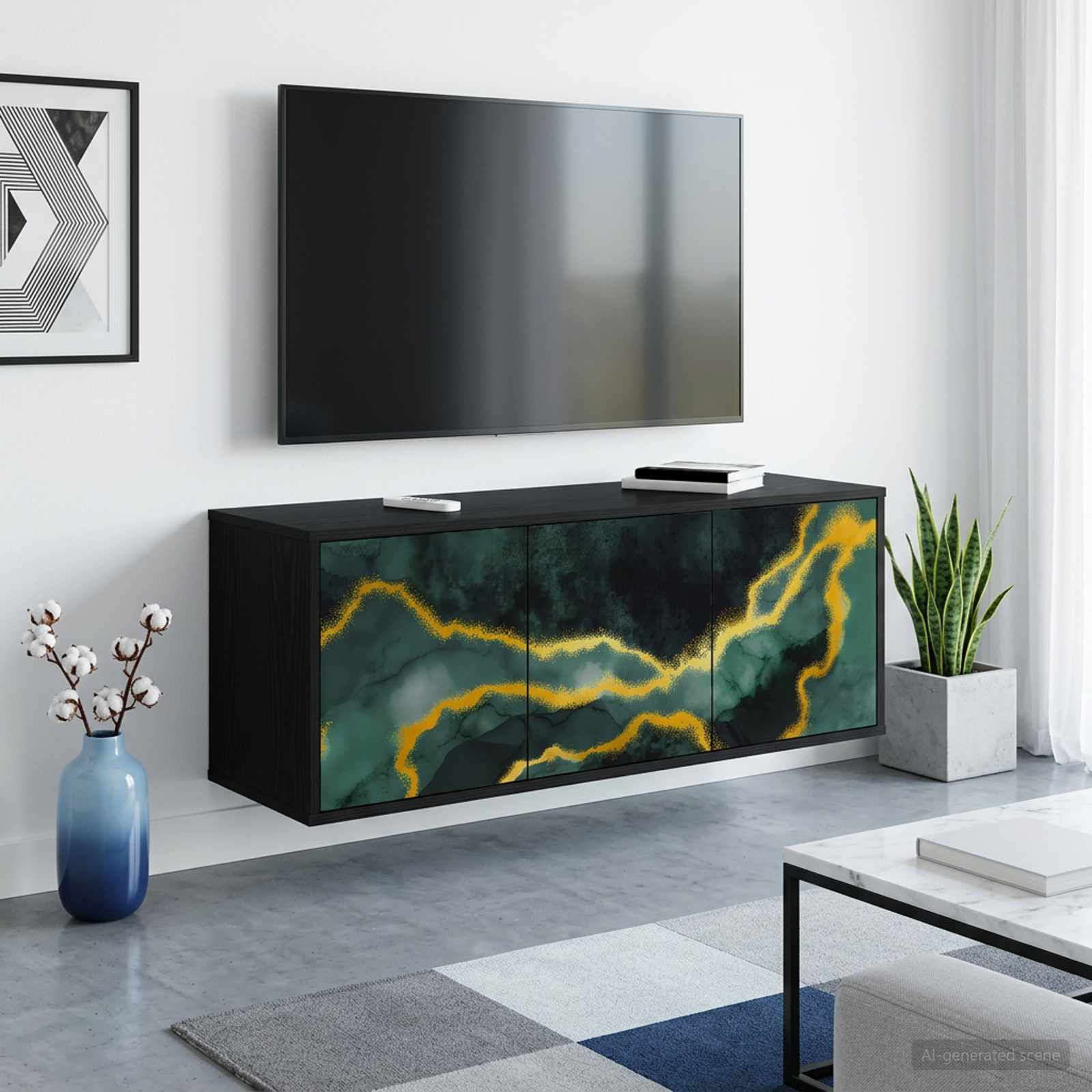 Κρεμαστός θρανίο τηλεόρασης WIJHE 102 x 33 x 40 εκ. Μαύρη Δρυς