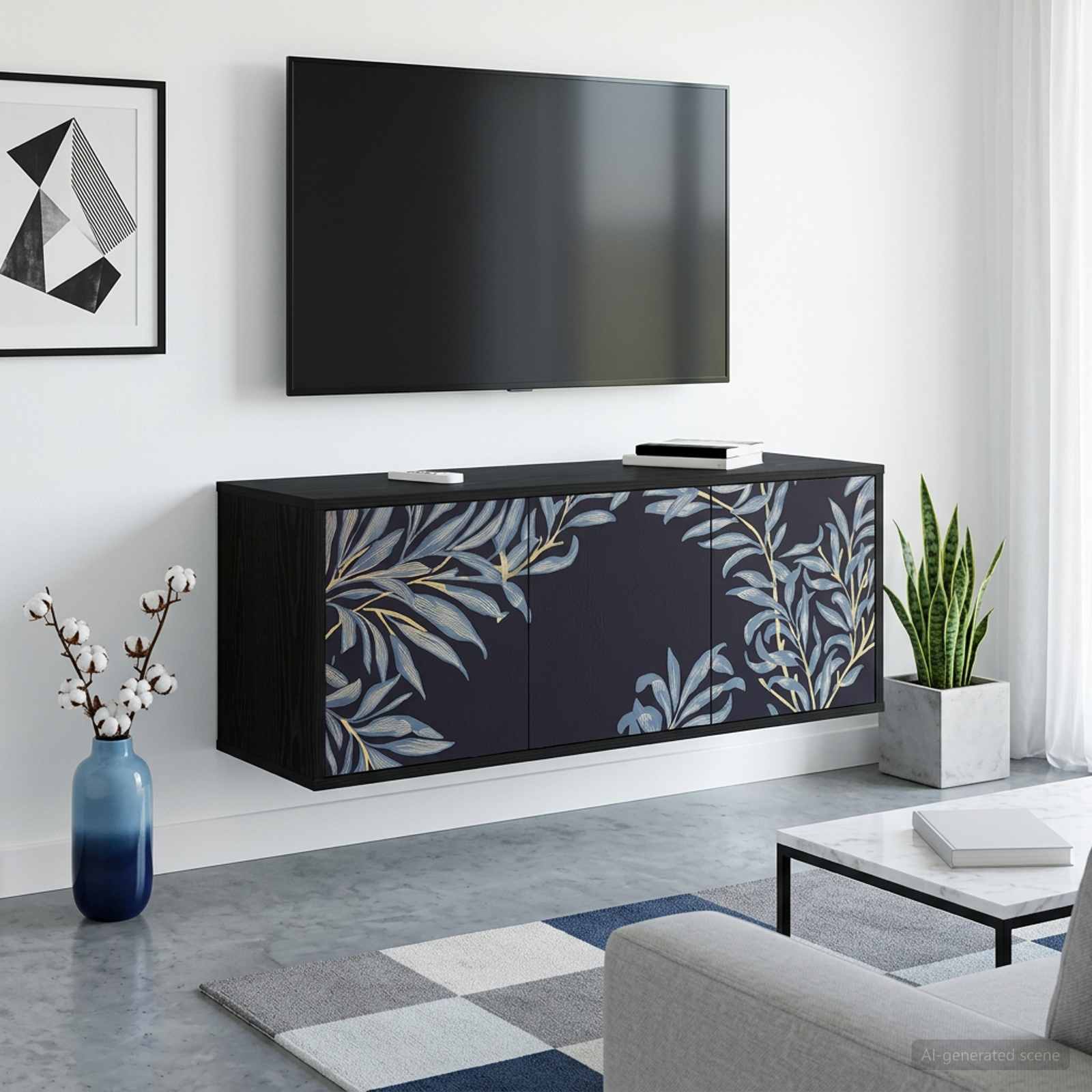 Κρεμαστός θρανίο τηλεόρασης DOKKUM 102 x 33 x 40 εκ. Μαύρη Δρυς
