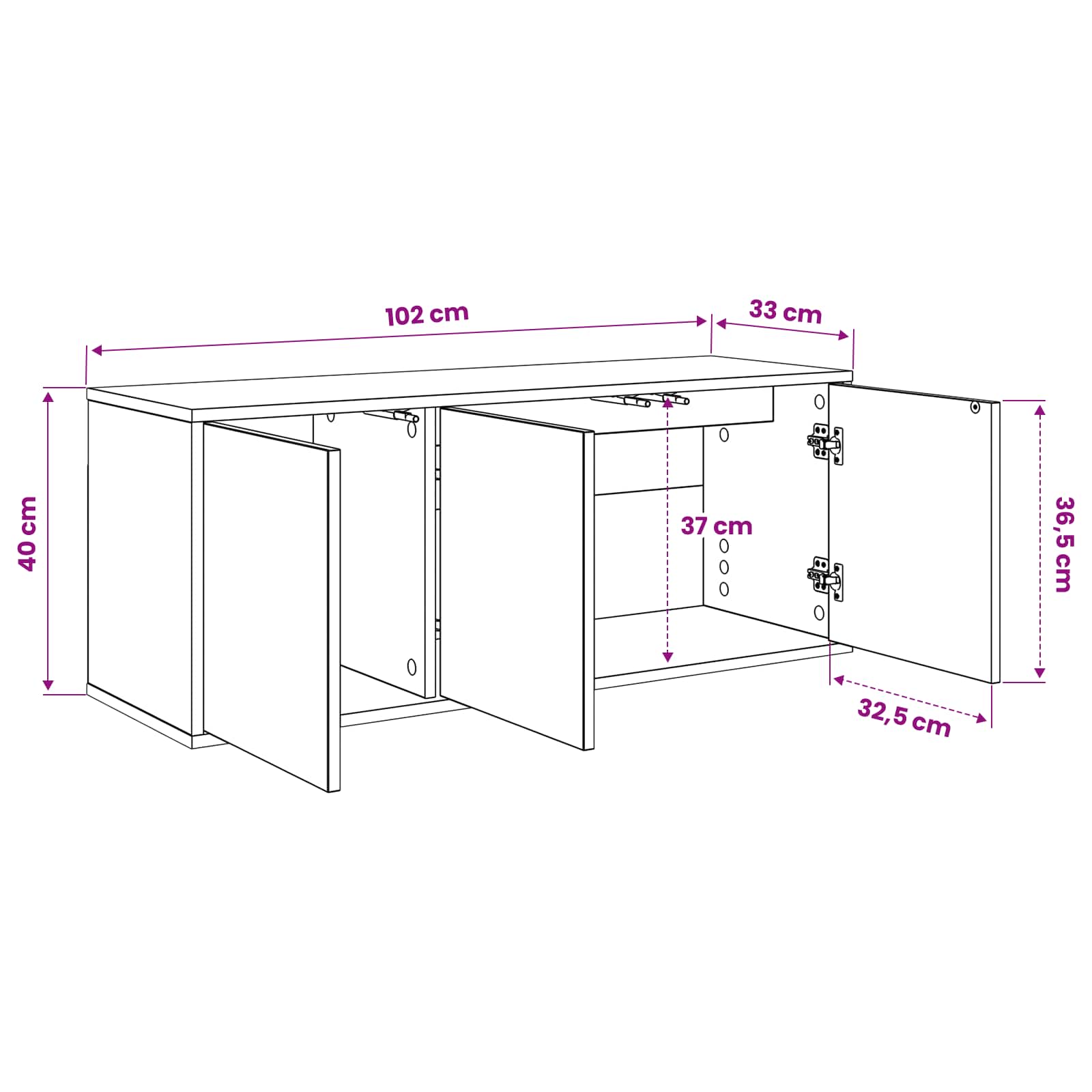 Κρεμαστός θρανίο τηλεόρασης BREMEN 102 x 33 x 40 εκ. - Pakobazaar