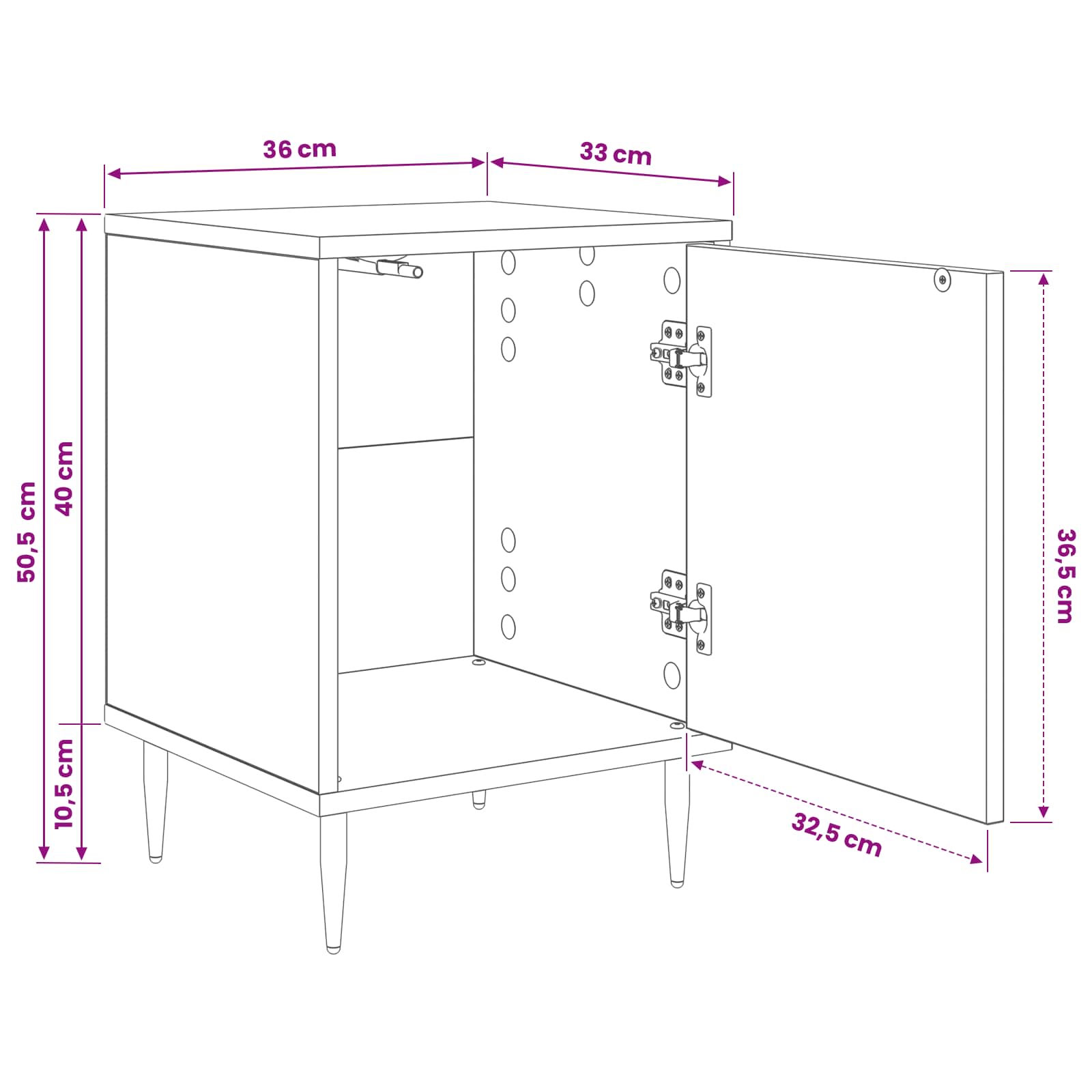 Κομοδίνο LOCHEM 2 τμχ. Μαύρη Δρυς 36 x 33 x 51 εκ. - Pakobazaar
