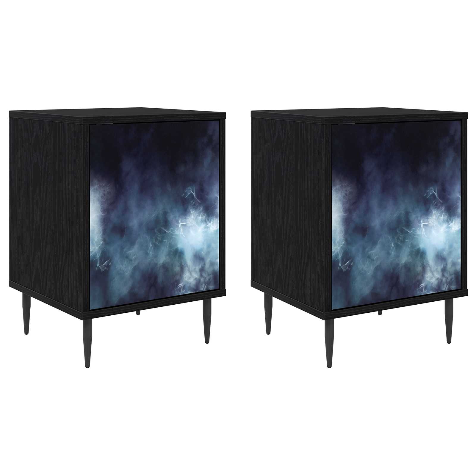 Κομοδίνο RAALTE 2 τμχ. Μαύρη Δρυς 36 x 33 x 51 εκ. - Pakobazaar