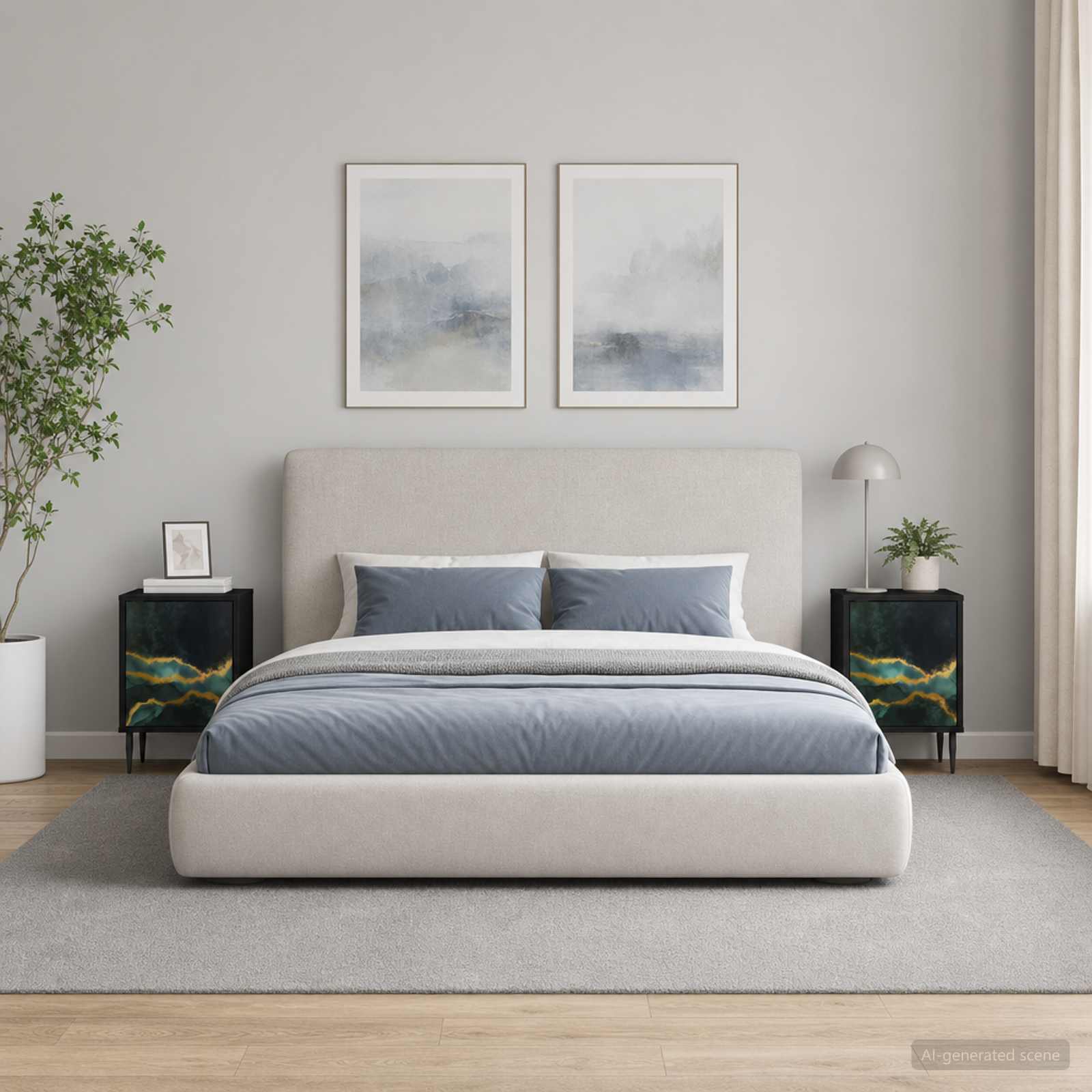 Κομοδίνο WIJHE 2 τμχ. Μαύρη Δρυς 36 x 33 x 51 εκ.