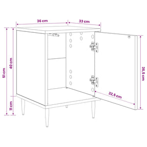 Κομοδίνο MAINZ 2 τμχ. Μαύρη Δρυς 36 x 33 x 51 εκ.