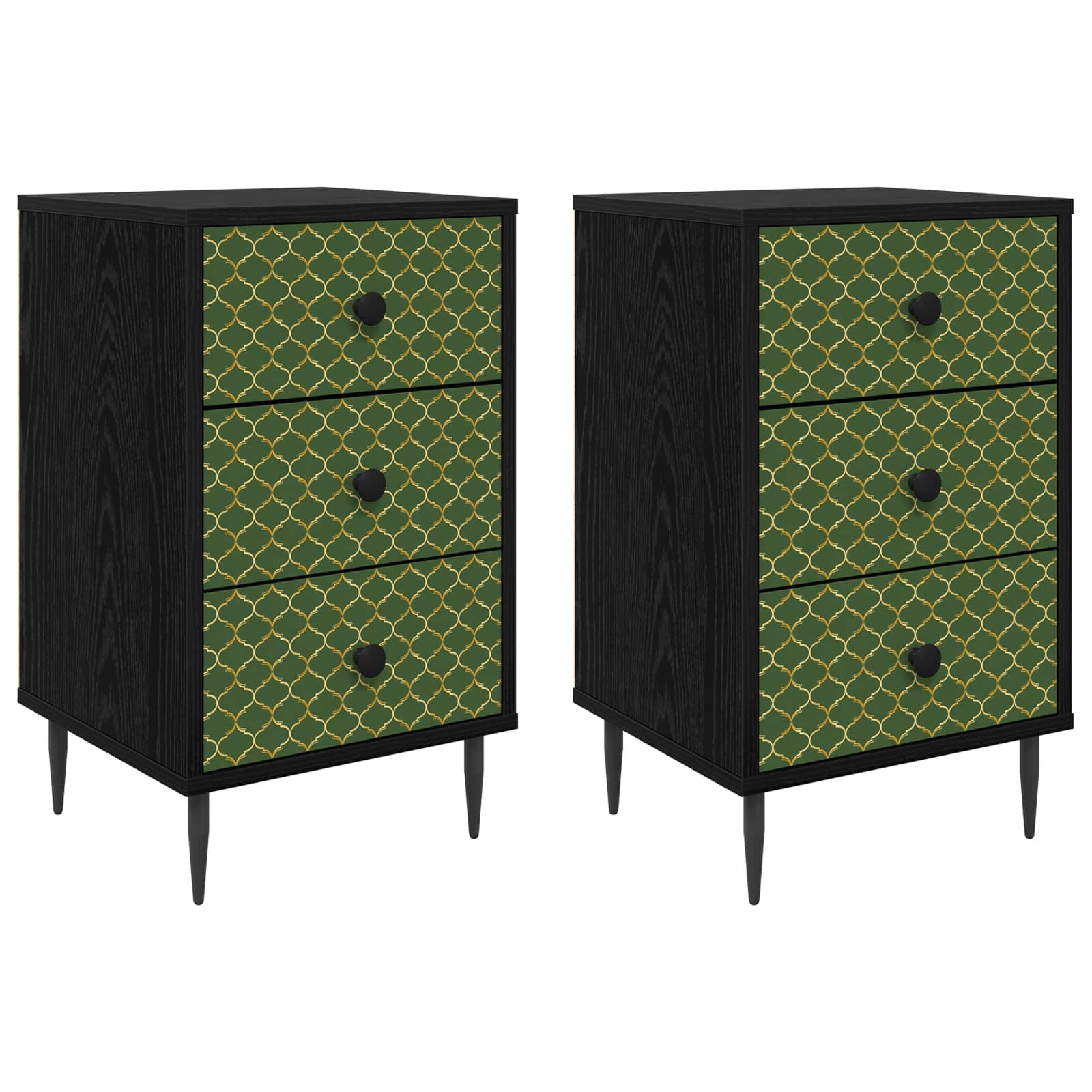 Κομοδίνο GELEEN 2 τμχ. Μαύρη Δρυς 36 x 33 x 61 εκ. - Pakobazaar
