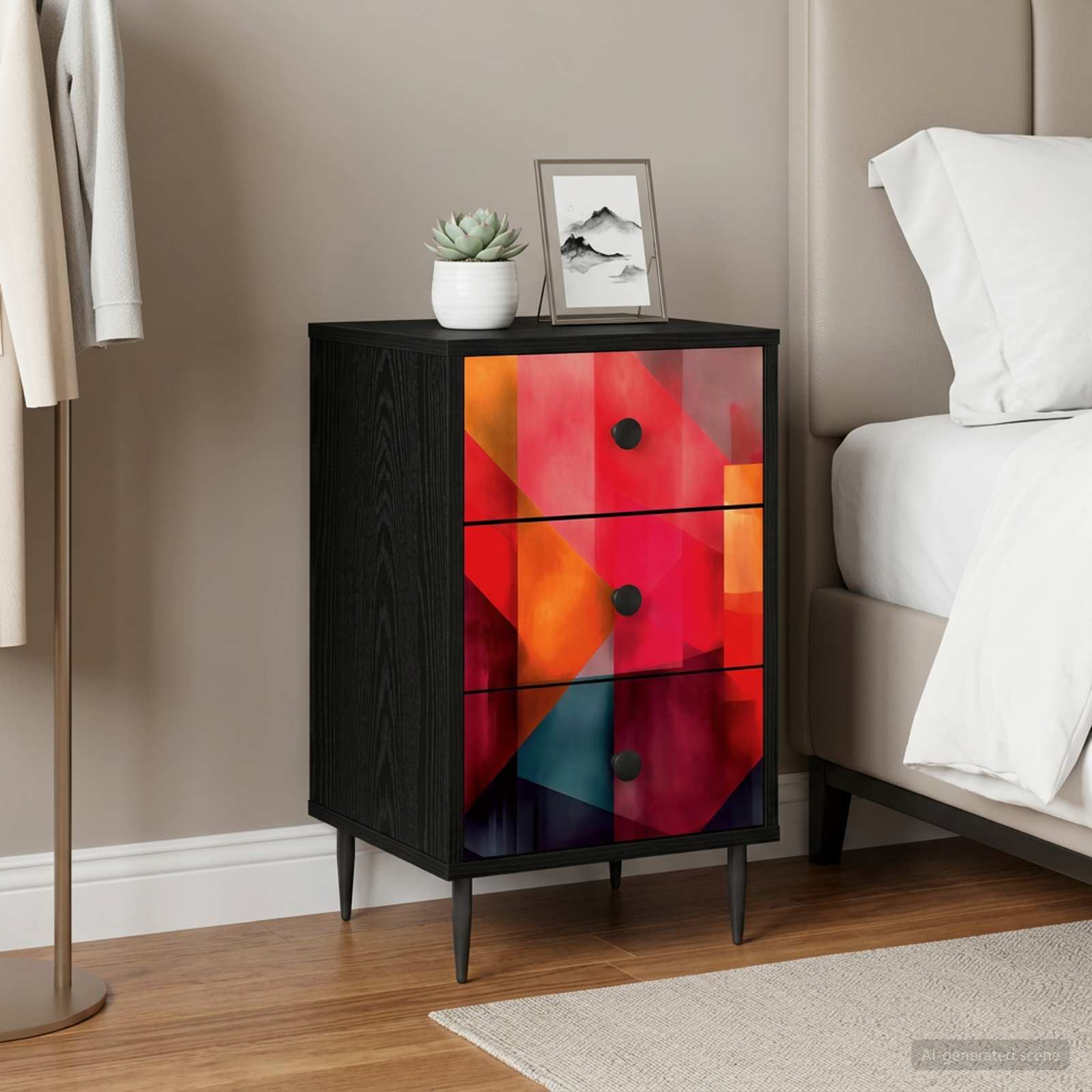 Κομοδίνο HEESCH Μαύρη Δρυς 36 x 33 x 61 εκ. Επεξεργασμένο Ξύλο