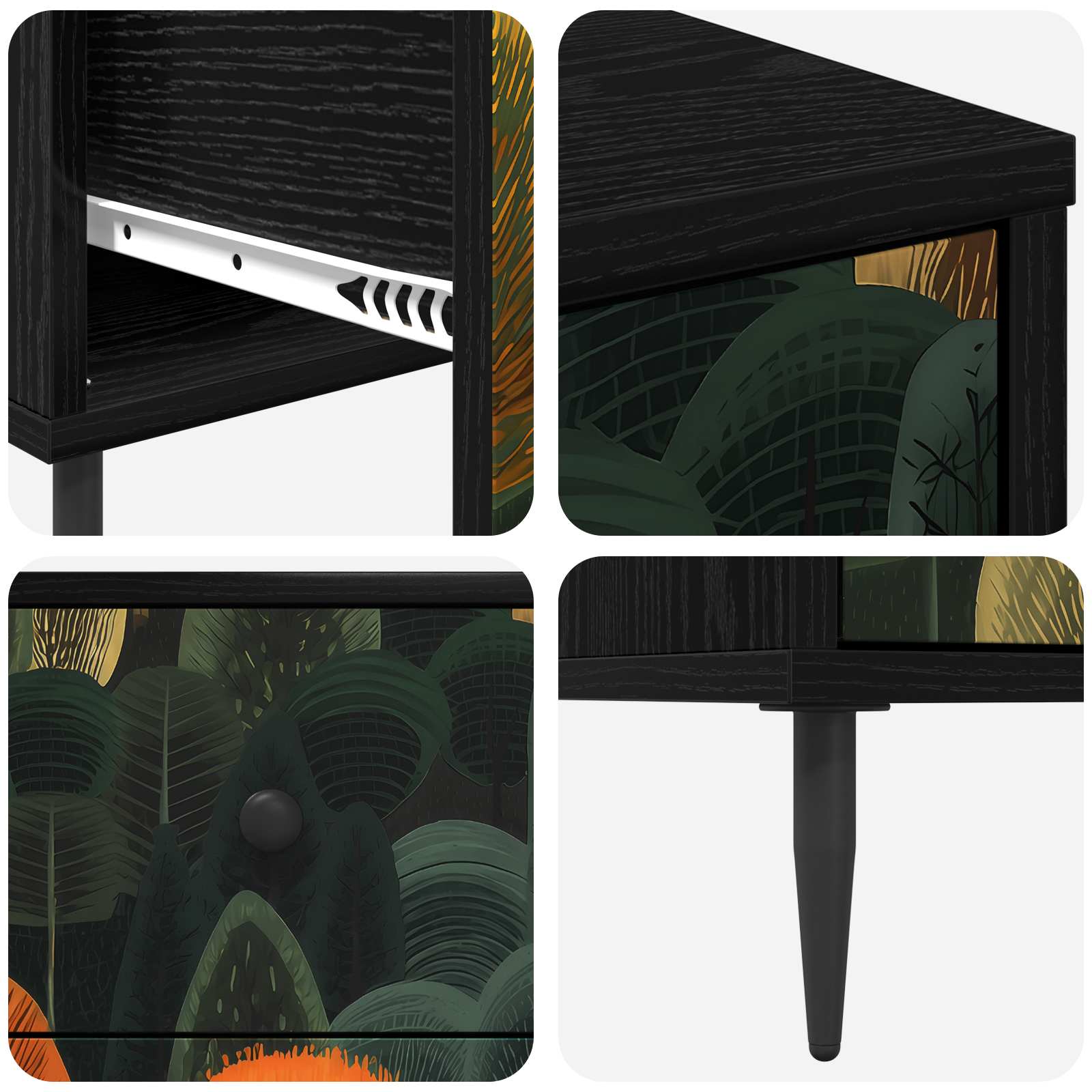 Κομοδίνο ZAANDAM 2 τμχ. Μαύρη Δρυς 36 x 33 x 61 εκ.