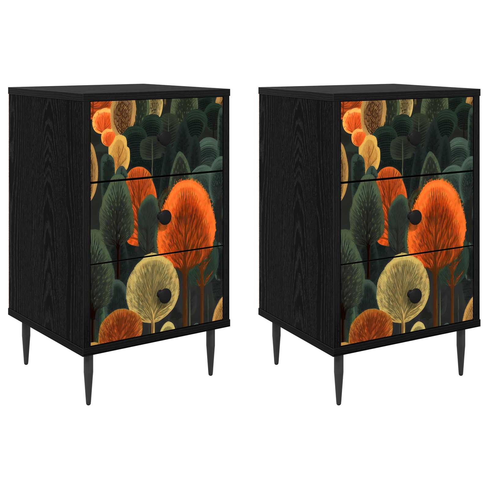 Κομοδίνο ZAANDAM 2 τμχ. Μαύρη Δρυς 36 x 33 x 61 εκ.