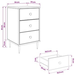 Κομοδίνο ESSEN 2 τμχ. Μαύρη Δρυς 36 x 33 x 61 εκ.
